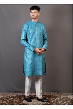 Shop Teal Art Silk Party Wear Kafni Pajama Online Dubai KF240875